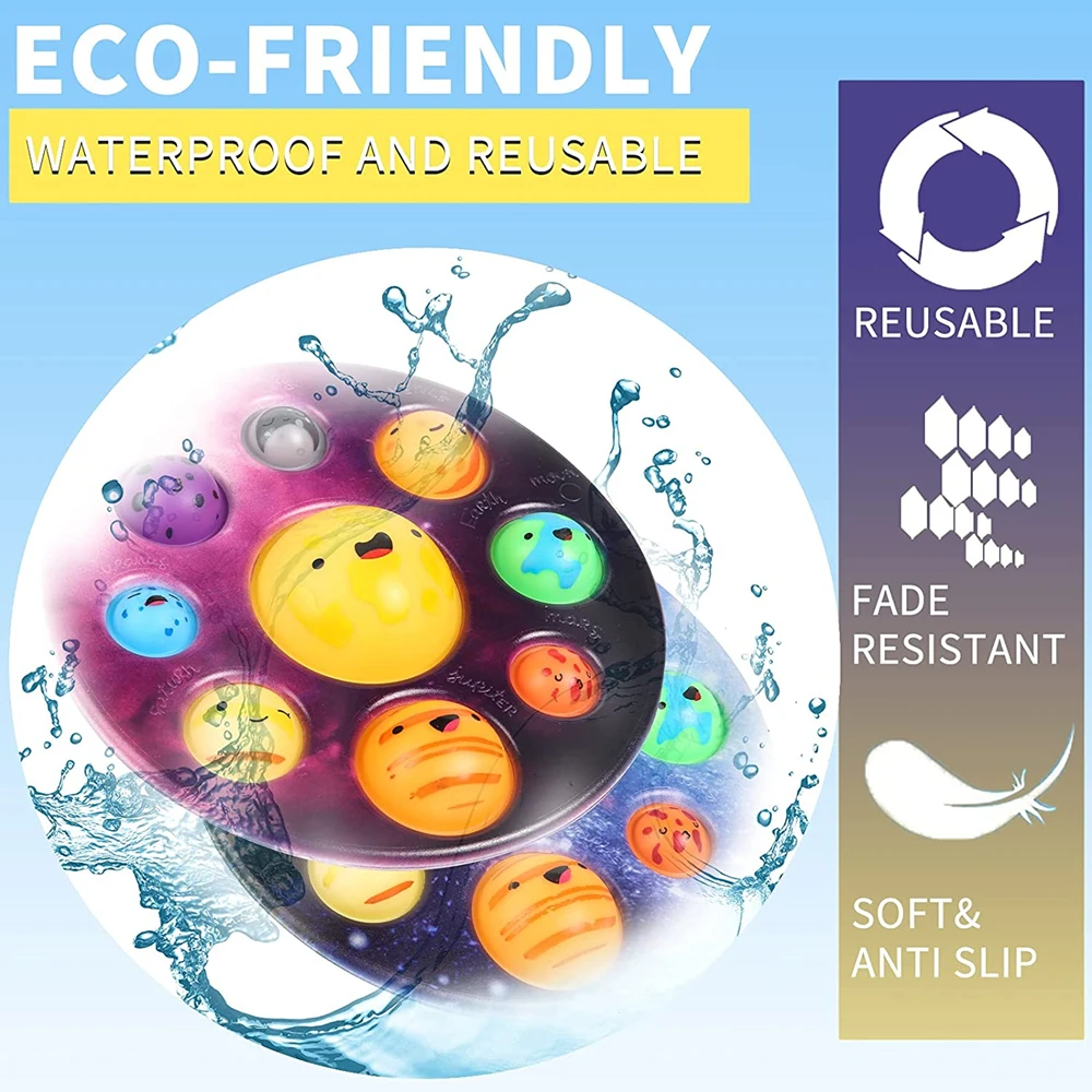 Push Bubble Pop it Fidget Toys Eight Major Planets Pattern Simple Dimple Sensory Toy Stress Relief Anti Anxiety ADHD Fidget Toys