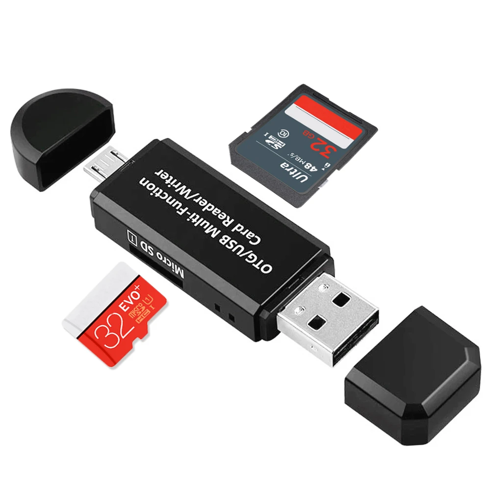 Durable Mini Micro USB 2.0 Writer Adapter,Multifunction Memory Card Reader for SD MMC RS 