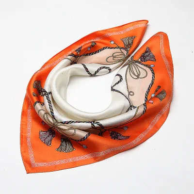 Женский чистый Шелковый квадратный шарф платок в Цветок Бандана с принтом женский натуральный шелковый шейный платок 53 см маленький натуральный шелковый шарф