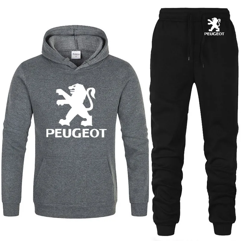 Мужские толстовки с капюшоном с логотипом peugeot, унисекс, модная мужская толстовка с капюшоном в стиле хип-хоп, harajuku, повседневные флисовые худи, штаны, костюм из 2 предметов - Цвет: 813