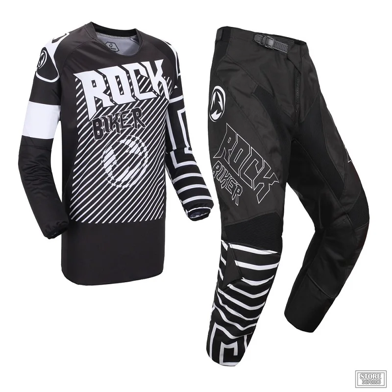 ROCK внедорожный мотоциклетный комплект-MTB дорожный DH MX Джерси и внедорожные штаны комбинированное Велосипедное снаряжение - Цвет: black