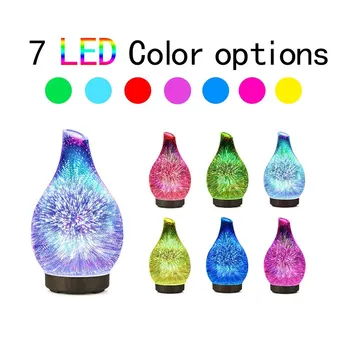 

100ml 3D Glass Ultrasound Aroma Diffuser Essential Oil Diffuser Aromatherapy Ultrasound Humidifier LEDs for Home