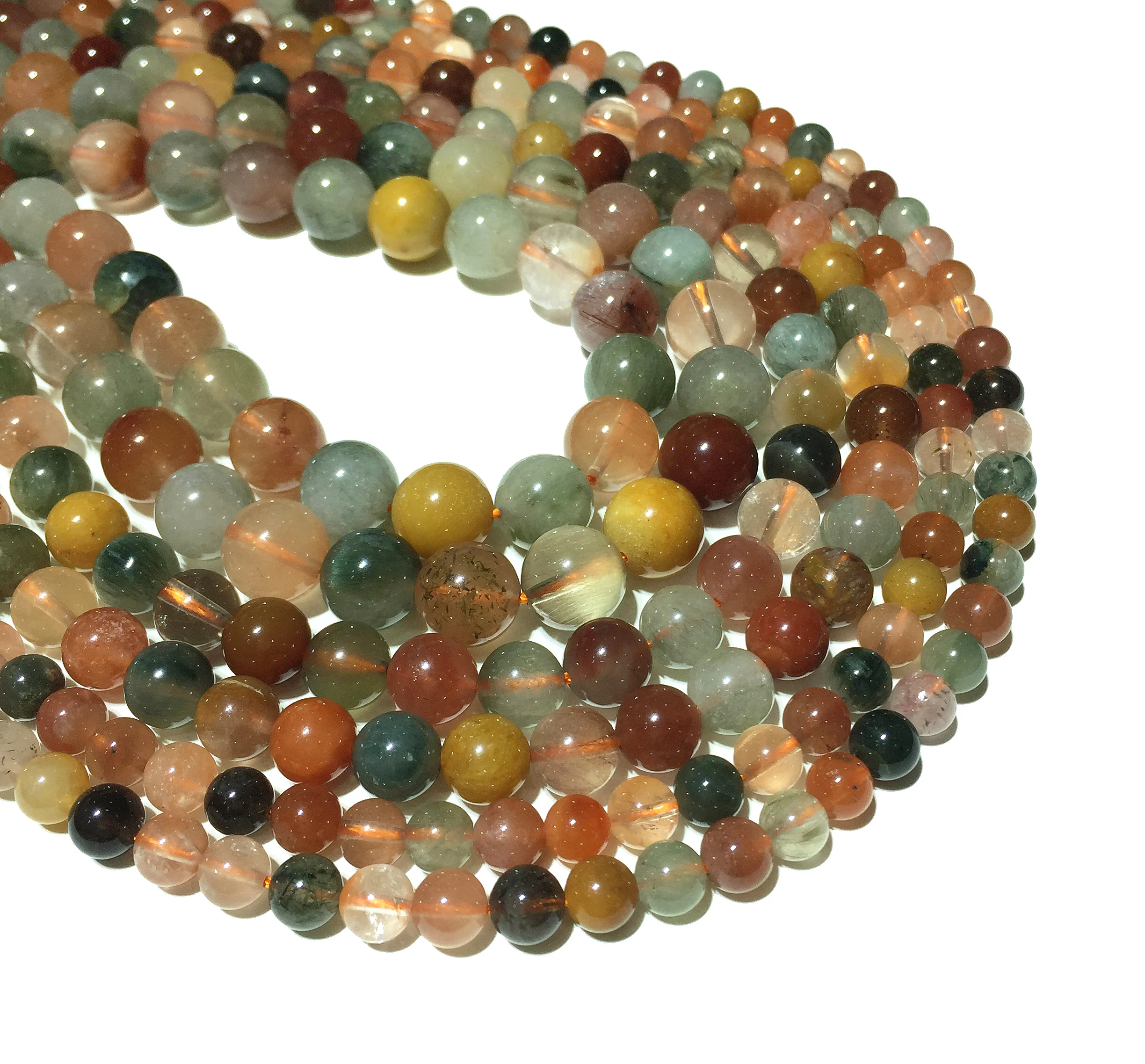 

Natural Stone Colorful Rutilated Quartz Round Loose Beads Healing Energy For DIY Necklace Bracelet Jewelry Making 6 8 10 12mm