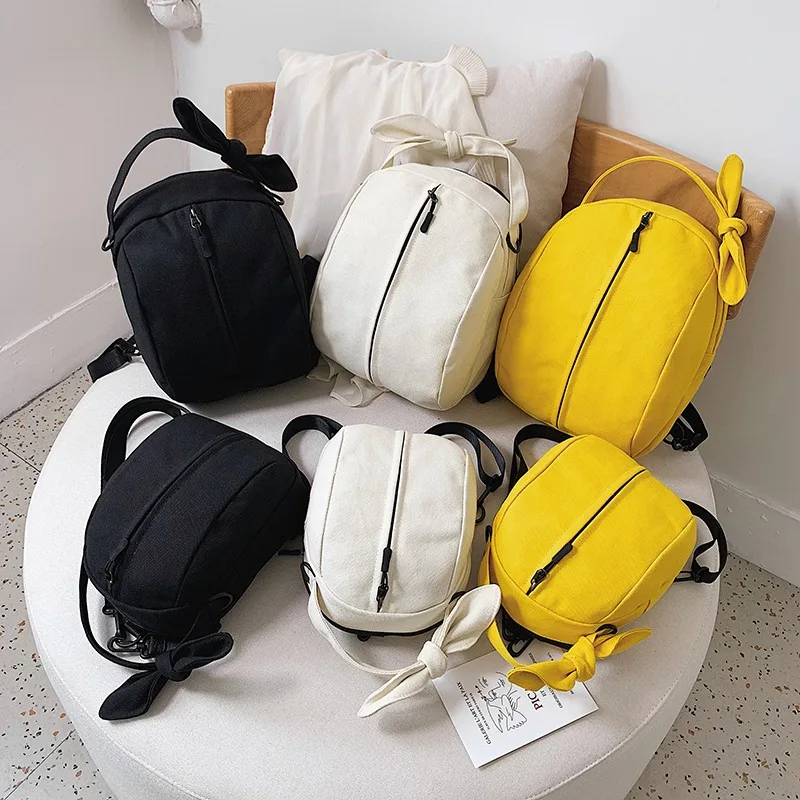 

2019 Korean Version Backpack Simple Canvas Travel Bag For Women Fashion Versatile Solid Color Backpack Student Zipper School Bag