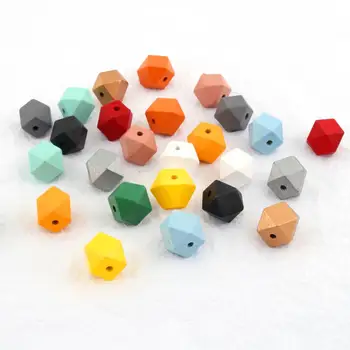 

10pcs Mix Colors Wood Beads 14 Hedron Geometric Figure For Bracelets Necklaces Earrings DIY Jewelry Findings