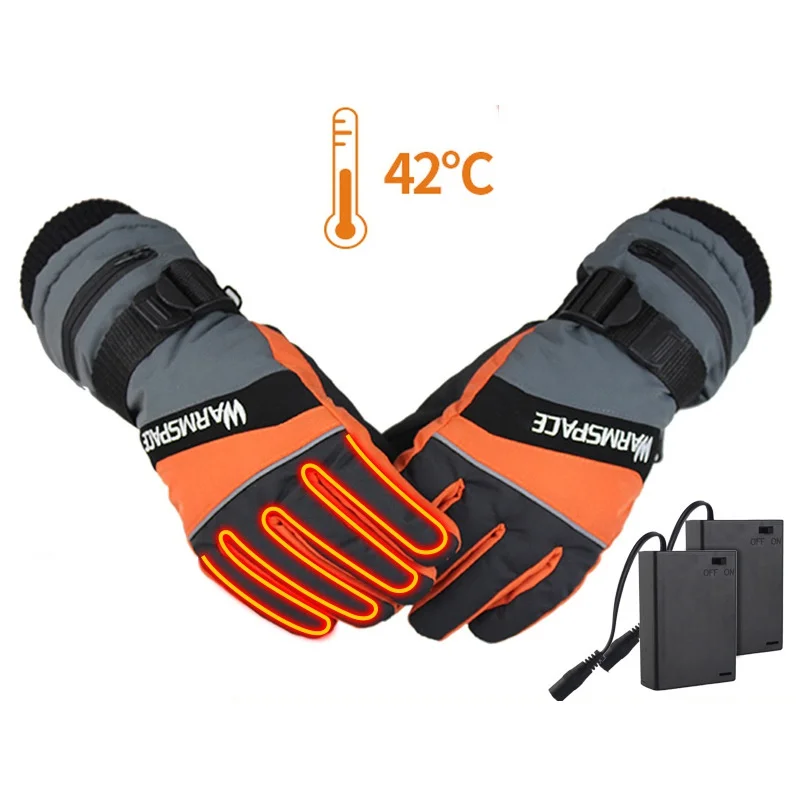 1 пара, зимние теплые электрические перчатки для рук, мотоциклетные лыжные перчатки, водонепроницаемые перчатки с подогревом, на батарейках для