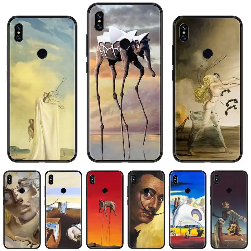 Salvador Dali Spain Art TPU черный чехол для телефона Корпус Xiaomi Redmi 4x5 plus 6A 7 7A 8 mi8 8lite 9 note 4 5