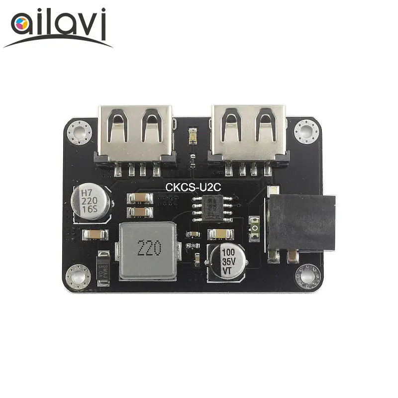 Двойной USB Выход DC5.5/2,1 понижающий модуль 9 В/12 V/24 V постоянного тока до 5V3A автомобиля USB Зарядное устройство