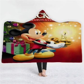 

Children Blanket Minnie Mickey Mouse Hooded Blanket Flannel Plush Bedding Throw Blanket Christmas Decorations for Home