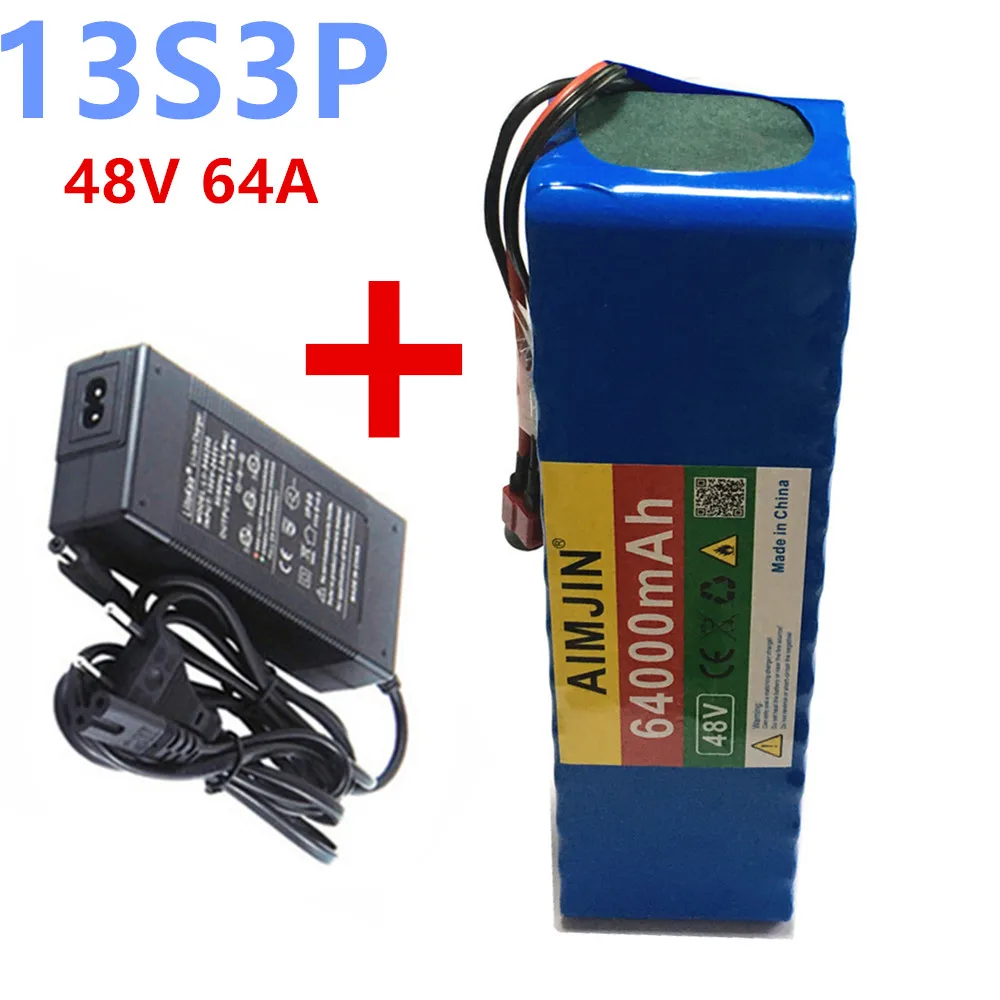 Оригинальный 48v ионных Батарея 64Ah 1000w 13S3P комплект литий ионный батарей Аккумулятор для электрических