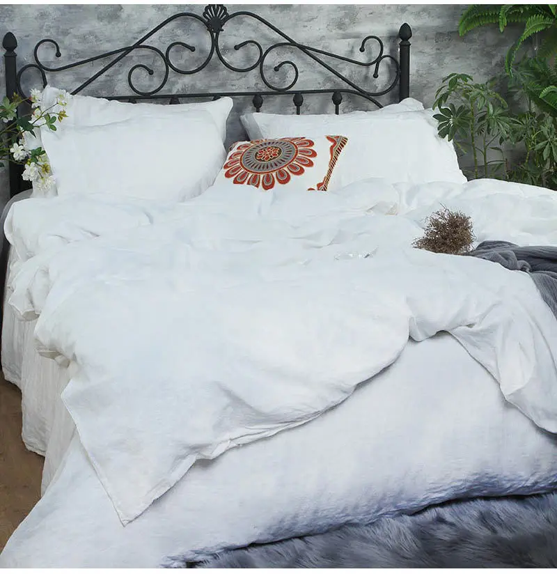 4pcs linen bed sheet set(1 duvet cover+1 flat sheet+ 2 pillowcase