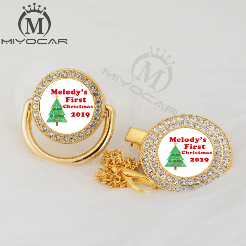 MIYOCAR на заказ любой тест Рождество Золото bling соска и соска клип черный BPA бесплатно пустышка bling уникальный дизайн P-AMS - Цвет: P1-XMAS 0-6M
