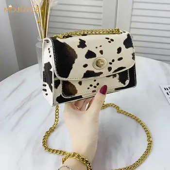

Fashion Cow Milk Pattern Crossbody Bag Women Small Casual PU Leather Chain Shoulder Handbag Daily Messenger Pouch Satchel