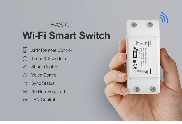 Wi-Fi умный одиночный релейный переключатель модуль 10А Выход работает с Apple HomeKit для Умный дом светильник управления