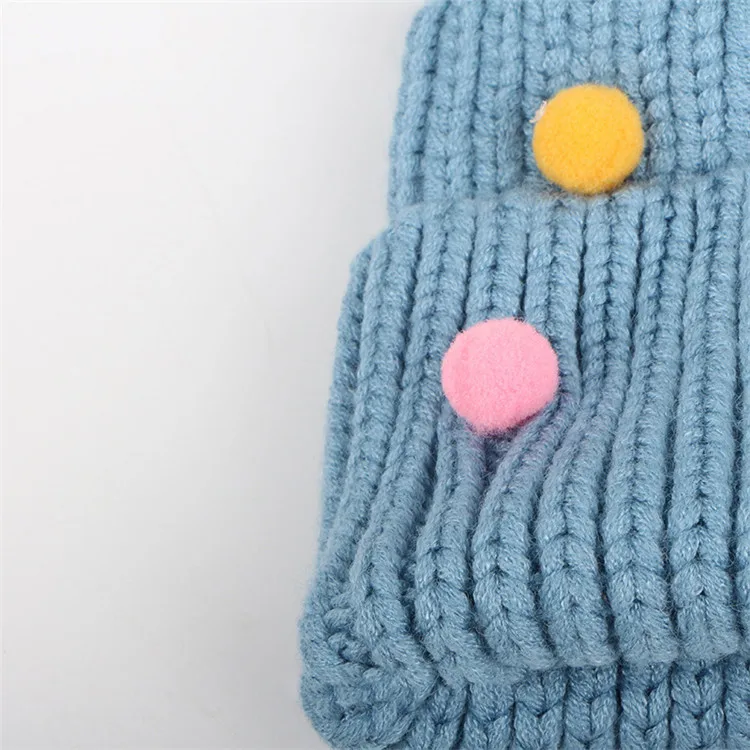 Pompom Baby Hat Knitted Girls Winter Hat Crochet Kids Beanie Cap Baby Bonnet