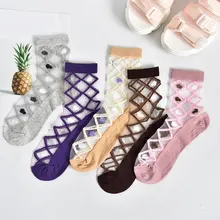 5 пар модные сетчатые прозрачные носки для женщин удобные дышащие тонкая рыболовная сетка прозрачные носки TY53