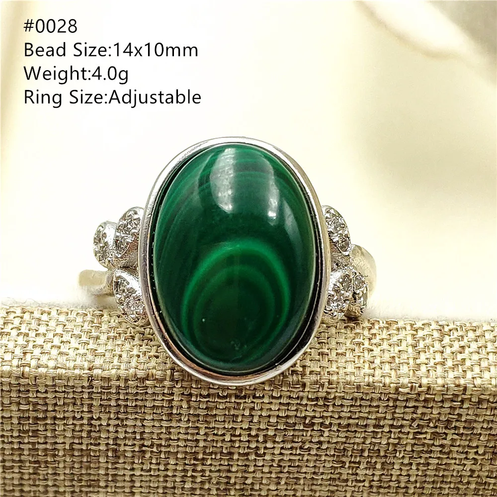 

Genuine Natural Malachite Chrysocolla Adjustable Ring Woman Party 925 Sterling Silver 14x10mm Crystal Ring Fashion AAAAA
