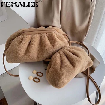 

Soft Cloud Messenger Bag For Women Winter New Crossbody Bags Ladies Warm Fur Bags Madame Designer Clutch Small Purses Handbags