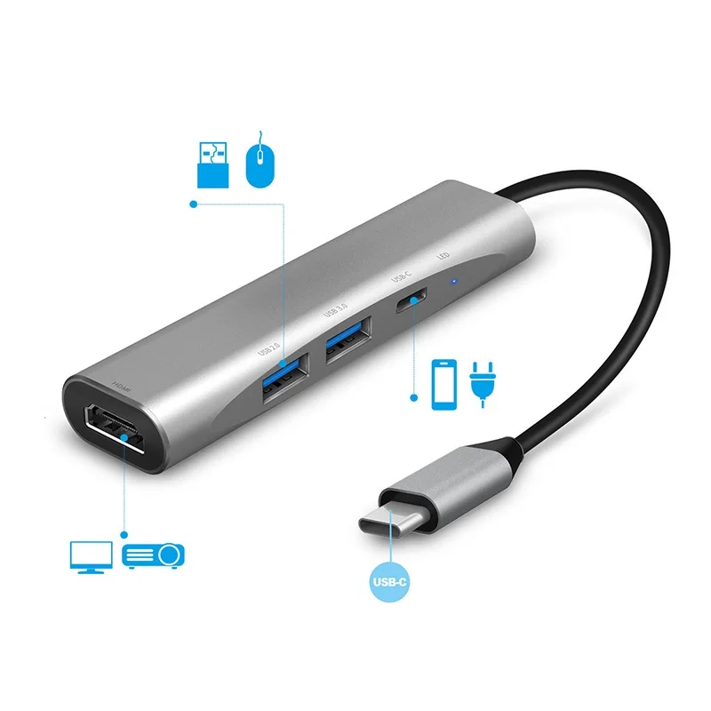 

New USB 3.0 Hub USB HUB to HDMI Converter Adapter for MacBook Pro Accessories USB-C Type C 3.1 Splitter With PD Charging