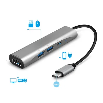 

New USB 3.0 Hub USB HUB to HDMI Converter Adapter for MacBook Pro Accessories USB-C Type C 3.1 Splitter With PD Charging
