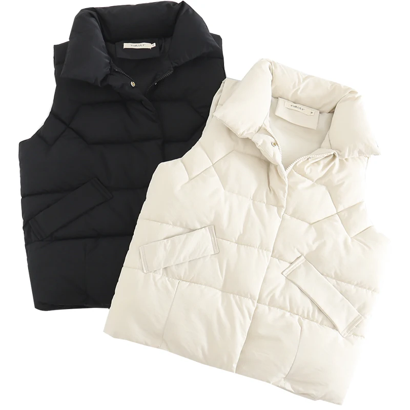 

Solid sleeveless winter keep warm winter vest jacket women's buckle loose fashion vest wild thick padded jacket vest vest