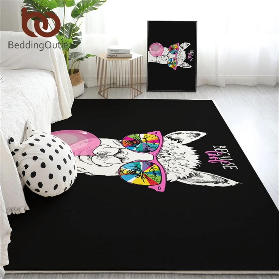 BeddingOutlet Llama Large Carpets for Living Room Unicorn Kids Play Floor Mat Cartoon Cute Alpaca Area Rug Girls 152x244cm | Дом и сад