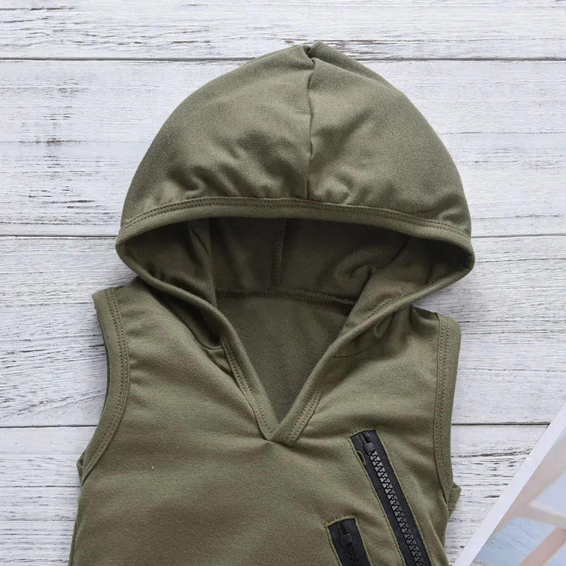 Baby Girls And Boys Hot Sale Summer Casual Fashion Jumpsuits Baby Boy Sleeveless Hooded Rompers Kids Toddler Baby Clothes