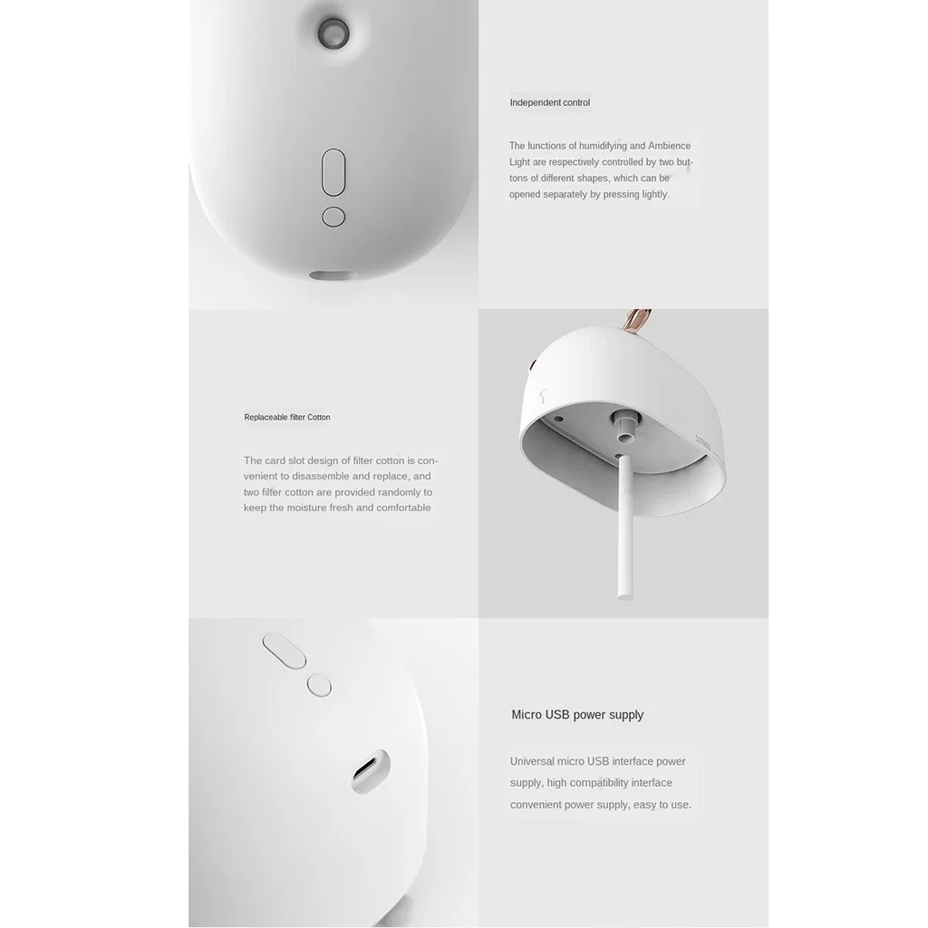 USB Cool Mist Deer Humidifier Water Sprayer for Desktop Office with LED Night Light Lamp