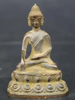 

3.3" Collect Old China Bronze Sit Lotus Flower Shakyamuni Amitabha Buddha Statue