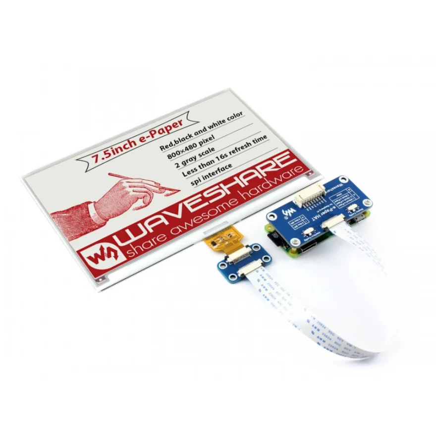 7 5inch e Paper HAT B 640x384 E ink Display Module Three color SPI interface with 3