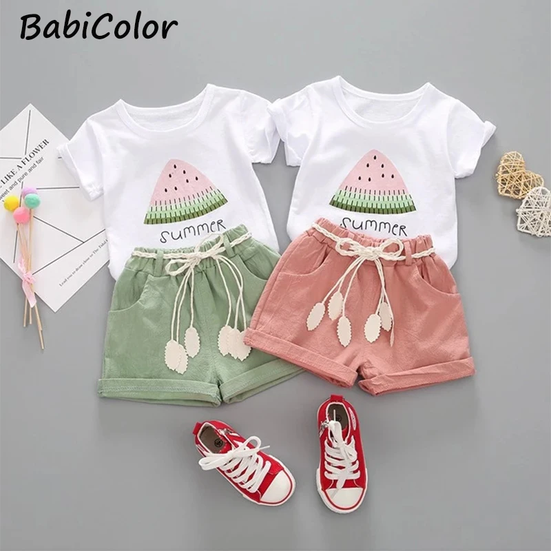 Baby Girls Clothes Sets Summer Toddler Fashion Tshirts+shorts Clothing Set Girl Infant Cotton