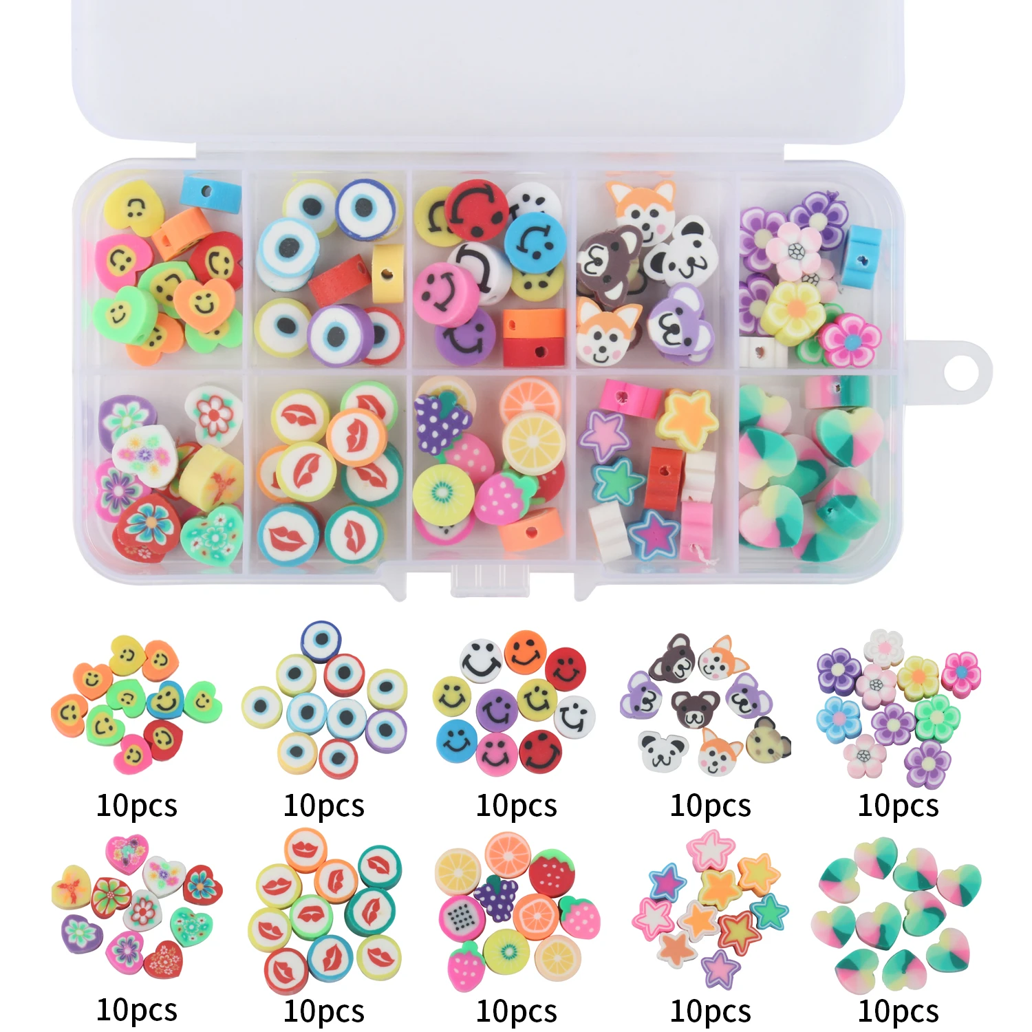 Mixed Heart Star Animals Flower Fruit Smiling Face Polymer Clay Charms Beads Sets For Jewelry Making Diy Accessories - Beads - AliExpress