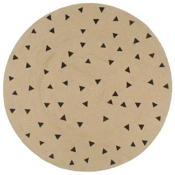 

Carpet Handmade Jute with Triangular Pattern 120 cm For Living Room Mat Carpet Tatami Rug Home Decorative Table Seat Mat