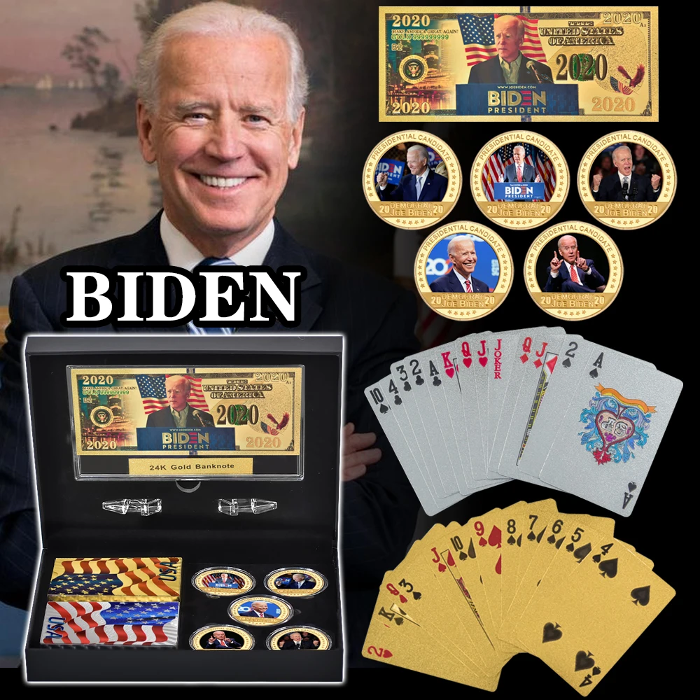 WR Joe Biden позолоченные Коллекционные монеты с держателем монет США вызов президент