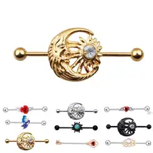 1 шт. черного цвета в стиле «панк» Сталь промышленный ушной хрящ Хеликс серьги штанга длинная прямая планка ухо пирсинг-Штанга ювелирных изделий