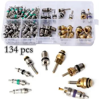 

Durable 134pcs Air Conditioning Valve Core R134A Valve Core Set Auto Valve Cores Remover Tool Car Tire Assortment Remover Kit