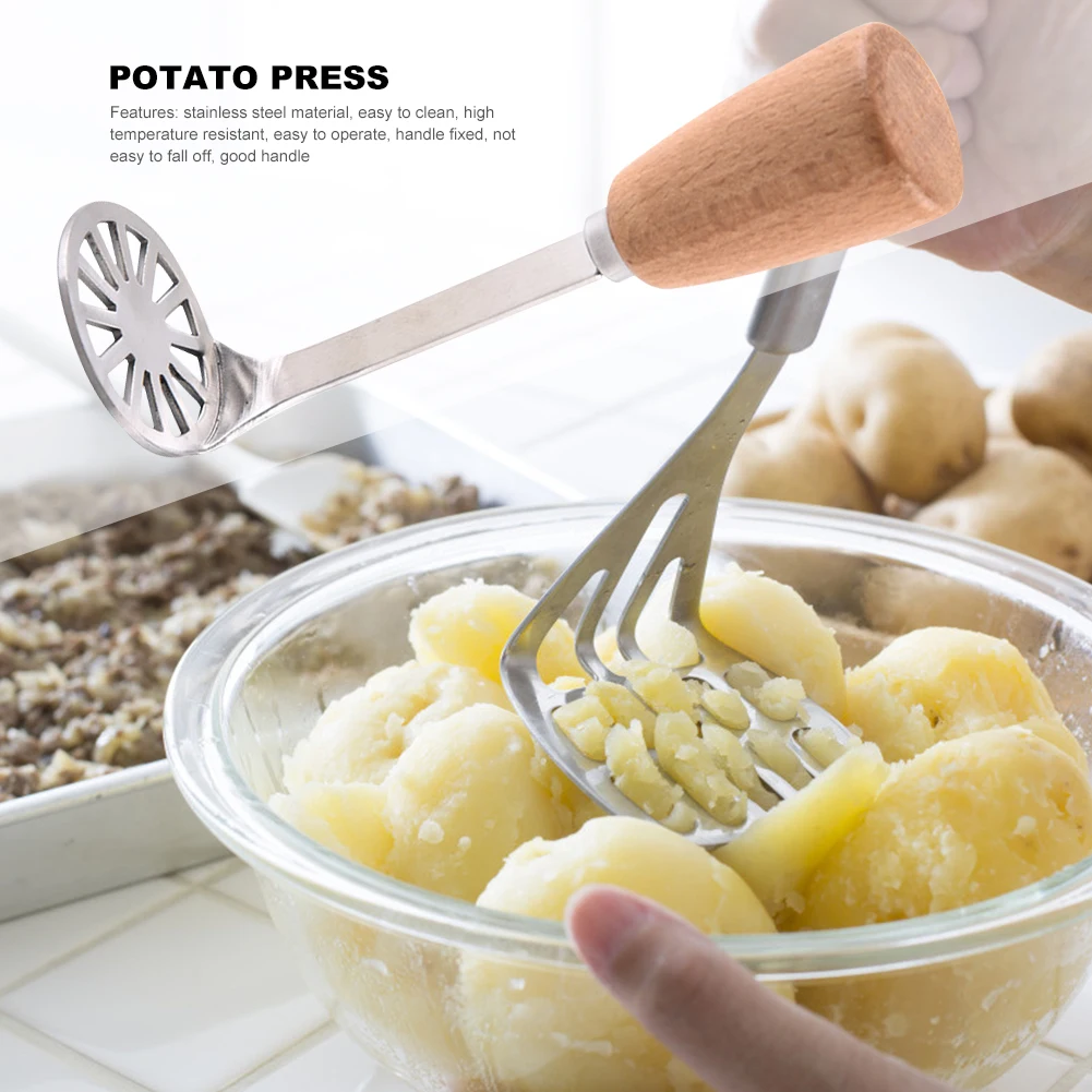 

Wooden Handle Manual Potato Mud Crusher Masher Ginger Food Squeezer Pressers Fruit Crusher Vegetable Tools Kitchen Accessories