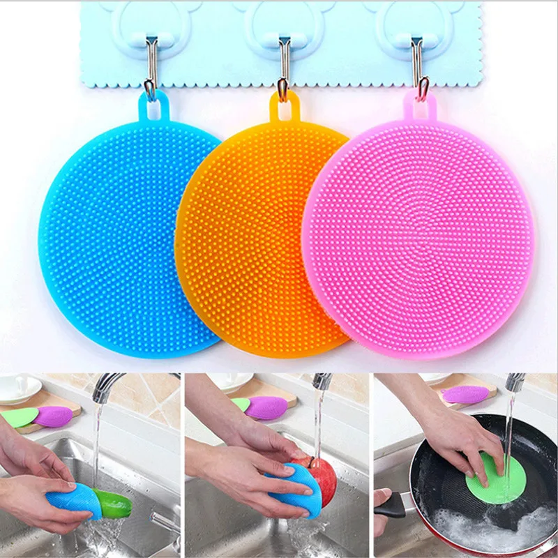

Multifunction Silicone Sponge Bowl Cleaning Brush Silicone Scouring Pad Silicone Dish Sponge Kitchen Pot Cleaner Washing Tool