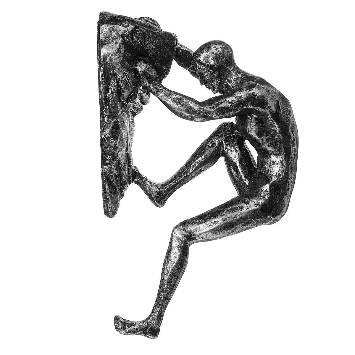 Silver Climbing Man Бронзовые/серебряные Ретро скалолазание спортсмены фигурки смолы скульптура бар ресторан магазин кулон Декор стены гостиной - Цвет: Silver Climbing Man