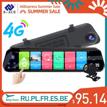 

E-ACE 4G Android 12 Inch Car Dvr Rearview Mirror GPS Navigation Dash Cam Auto Video Recorder support 1080P Rearview Camera