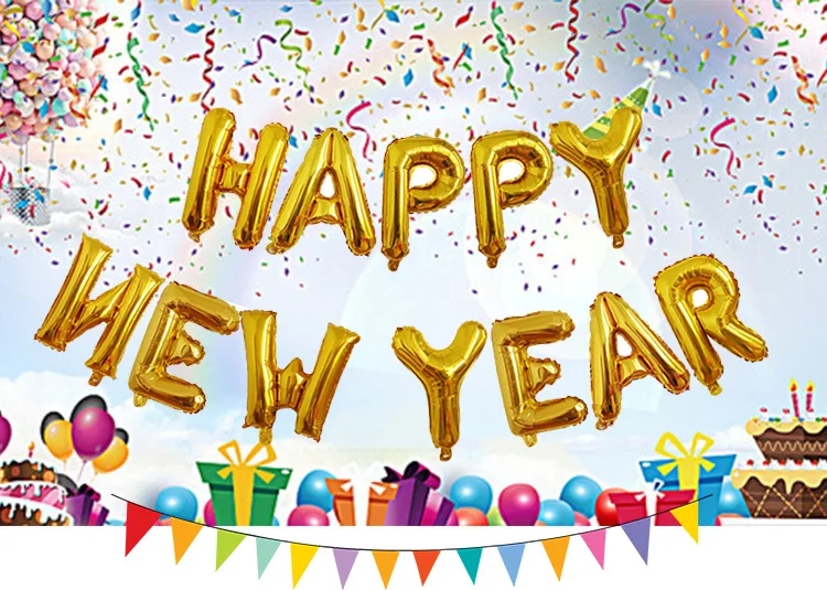 Новогодний Новогодний комплект Advance HappyNewYear с надписью воздушный шар из фольги комбо витрина магазин декоративный шарик