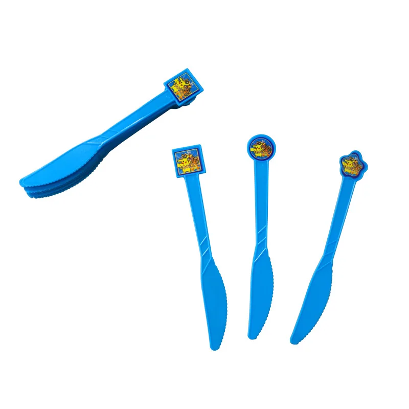 Knife(10Pcs) Пикачу Покемон тематический детский коробочка для конфет на вечеринку одноразовая Салфетка Бумажная чашка скатерть на день рождения принадлежности для детского душа - Цвет: Knife(10Pcs)