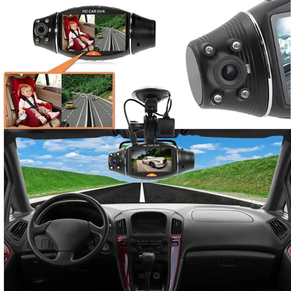 Renoster 2.7in Двойной объектив gps Камера HD Видеорегистраторы для автомобилей Dash Cam видео Регистраторы G-Сенсор w/Ночное видение Dash Cam G-sensor) Сенсор G-Сенсор