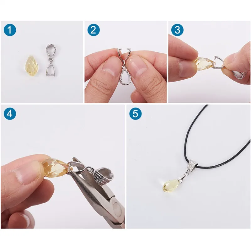 pandahall 1box Brass Ice Pick Pinch Bails Necklace Pendant Clip Hook Connector for Jewelry Making DIY Accessories Findings