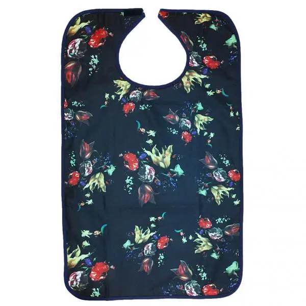 

2x Adult Reusable Bibs Disability Patient Aid Apron With Stick Closure - Floral