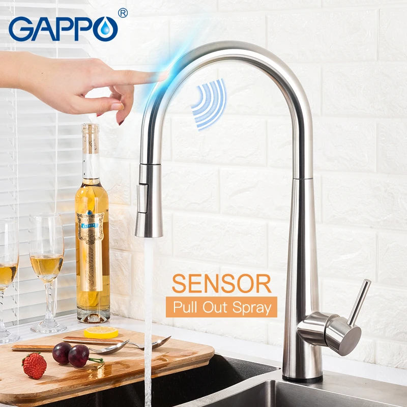  GAPPO Stainless Steel Smart Sensor Kitchen Faucets Touch Control Kitchen Mixer Touch Faucet for Kit - 4000235335208