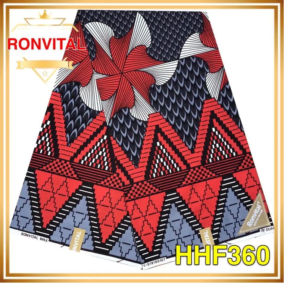 HHF360 Ткань RONVITAL, восковая Ткань, хлопок, сделай сам, материал Анкара, Ткань 6 ярдов/шт,, Женская ткань - Цвет: HHF360