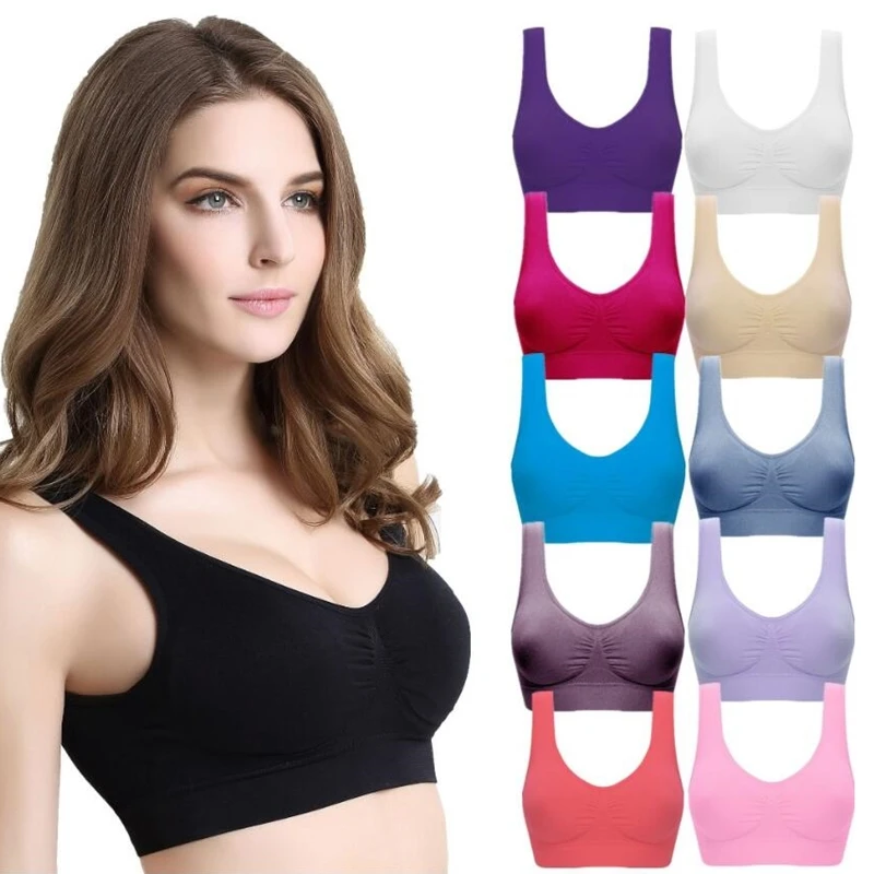 

NEW Women Breathable Mesh Shockproof Padded Athletic Gym Running Seamless Fitness Yoga Vest Sport Bra Tops