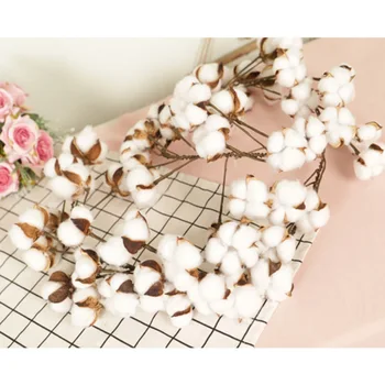 

55 Heads Handmade Artifiical Cotton Stem Rattan Cotton Bolls Wreath Garland For Front Door Wall Wedding Farmhouse Party Decor