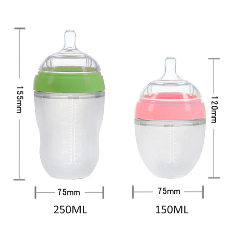 4 Styles Baby Bottle Newborn Wide Caliber Anti-flatulence Silicone Bottle with Handle Baby Supplies Kids Milk Food Feeding Tools